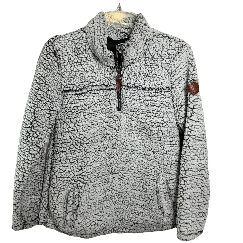 Women's Gray 1/4 Zip Alpine Sherpa Size Medium Mock Neck Sweatshirt Sweater EUC